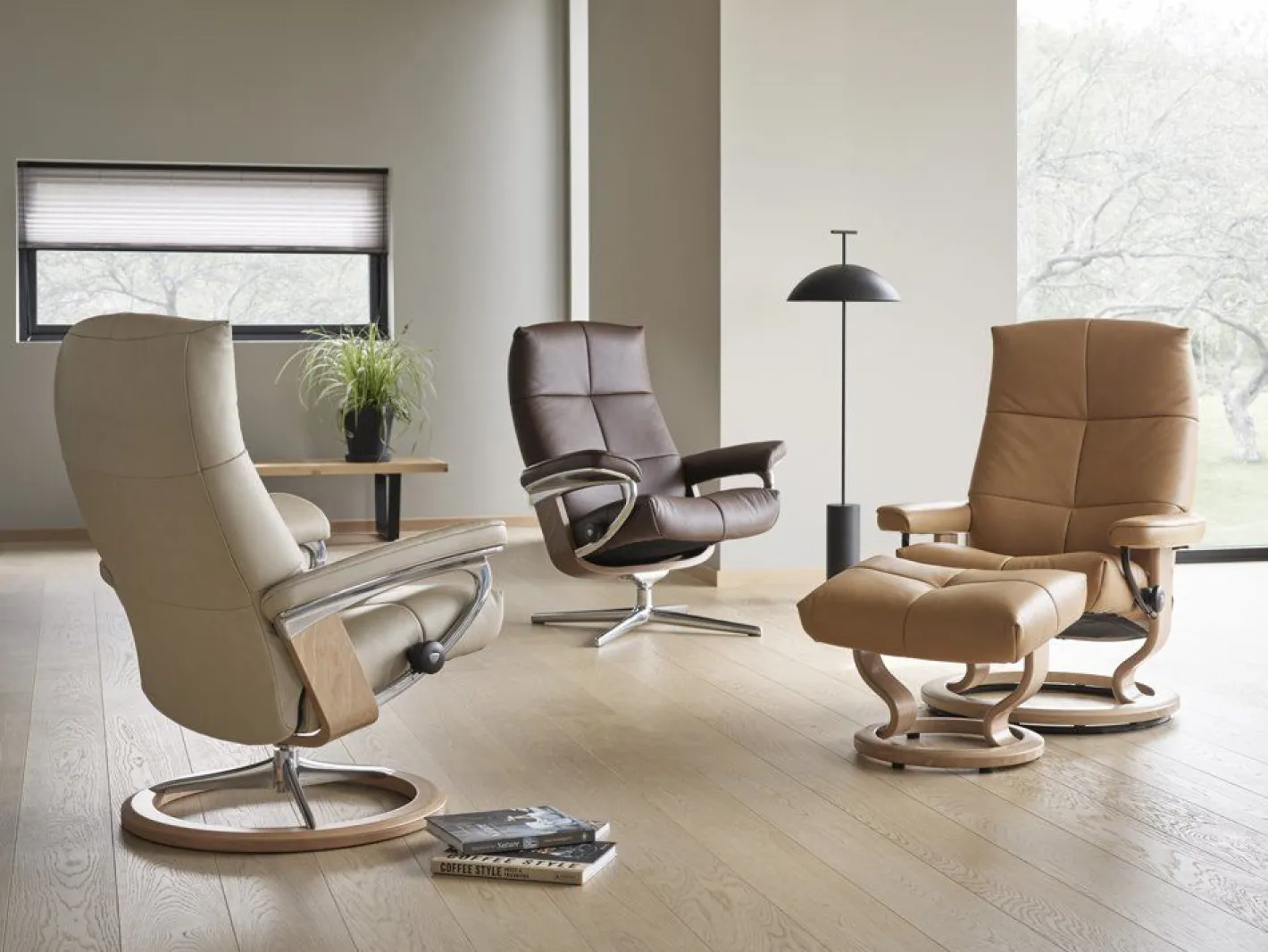 New Stressless David Relaxfauteuil + Hocker Dark Mushroom