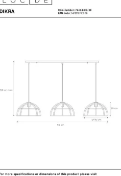 Outlet Lucide Dikra Hanglamp Zwart