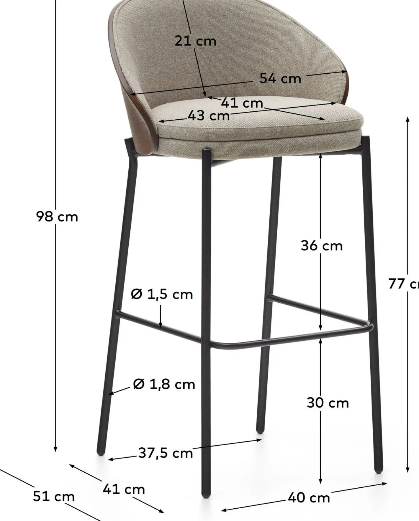 Hot Kave Home Eamy Hoog Barstoel Bruin