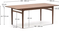Discount Kave Home Elan Uitschuifbare Eettafel Bruin