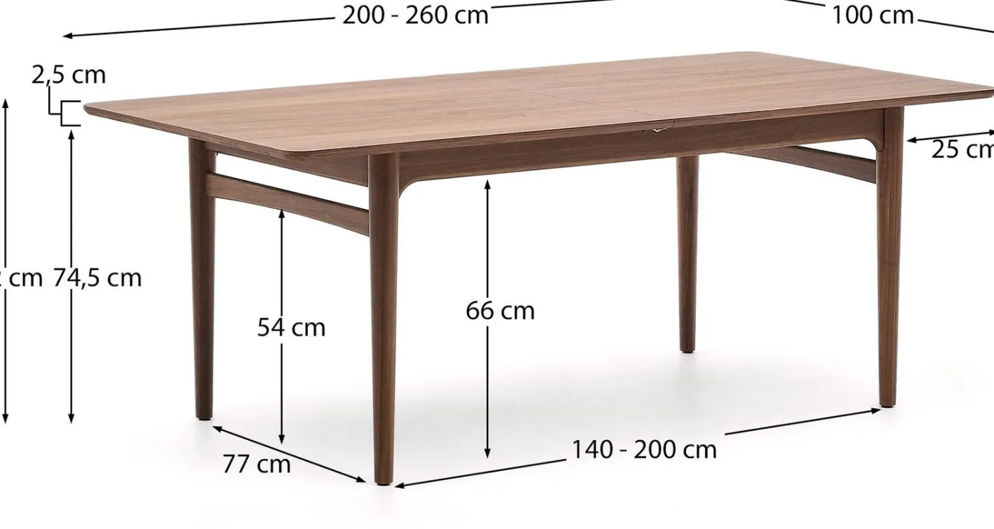 Discount Kave Home Elan Uitschuifbare Eettafel Bruin