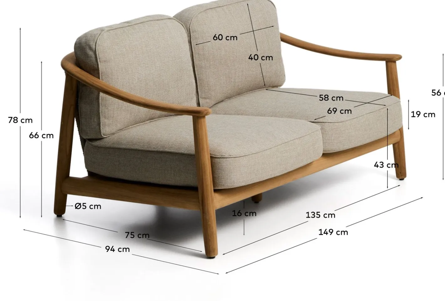New Kave Home Elunda Tuinbank Naturel
