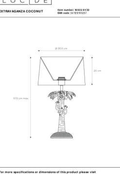 Online Lucide Extravaganza Coconut Tafellamp Zwart