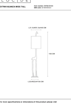 New Lucide Extravaganza Miss Tall Vloerlamp Goud, Bruin