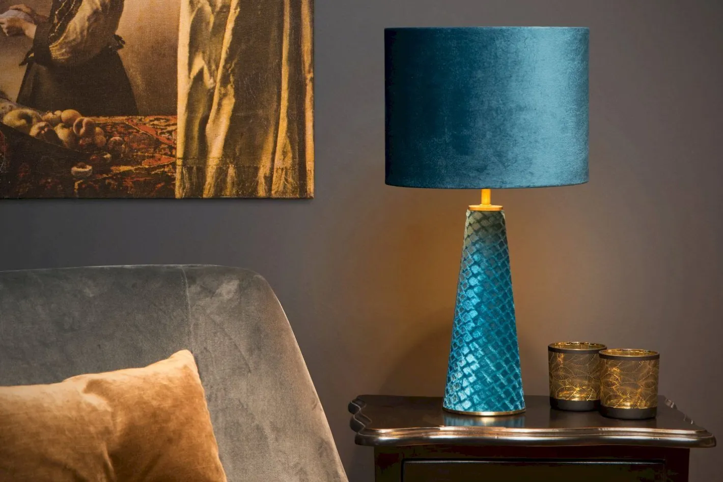 Sale Lucide Extravaganza Velvet Tafellamp Turkoois