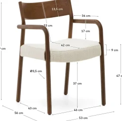 Hot Kave Home Falconera Armstoel Beige, Walnoot