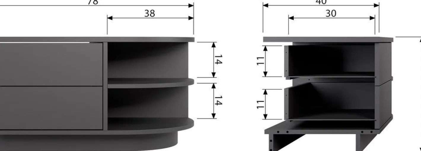 Online WOOOD Finca Rechts TV-meubel Deep Black
