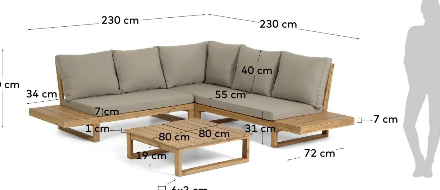 Kave Home Flaviina Loungeset Beige, Naturel