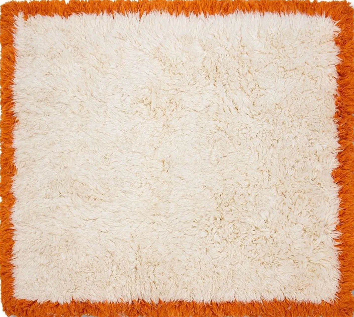 HKLIVING Fluffy Square Vloerkleed Natural Cream, Oranje