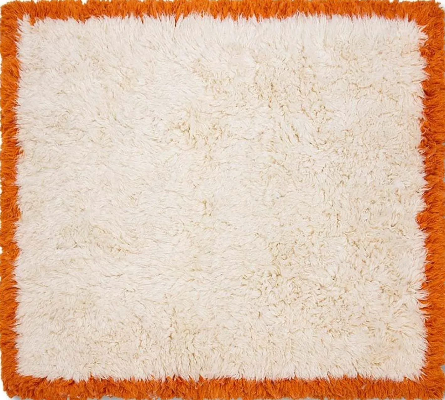 HKLIVING Fluffy Square Vloerkleed Natural Cream, Oranje