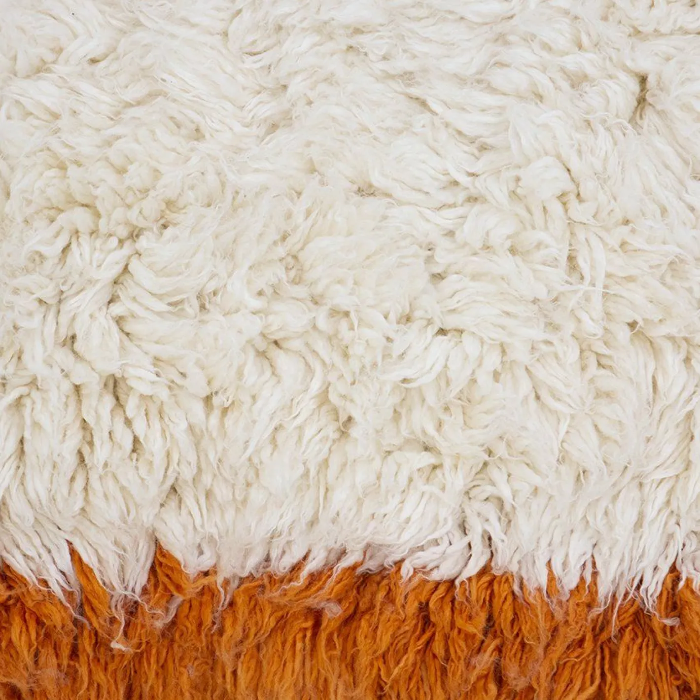HKLIVING Fluffy Square Vloerkleed Natural Cream, Oranje