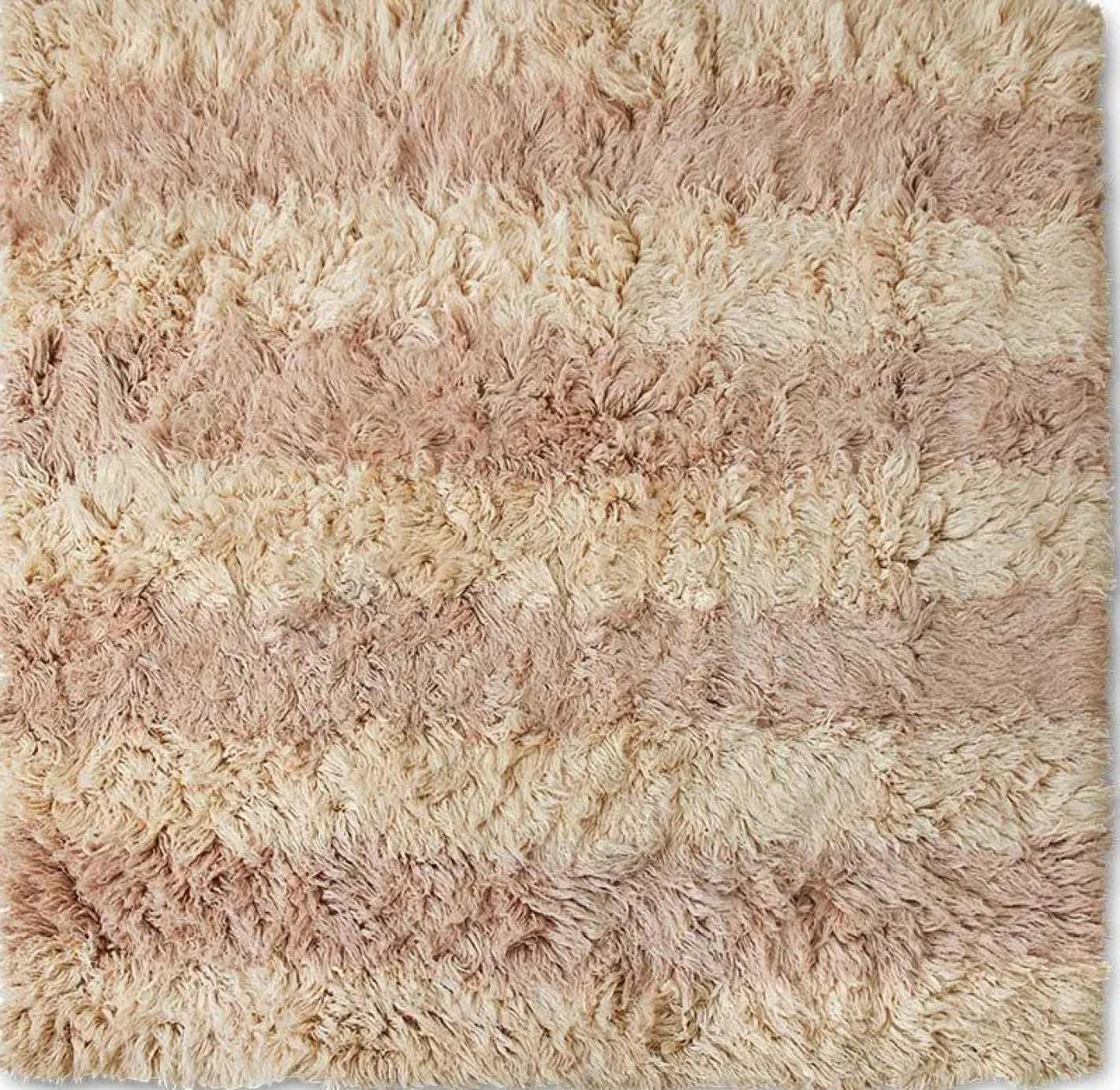 New HKLIVING Fluffy Square Vloerkleed Natural, Roze