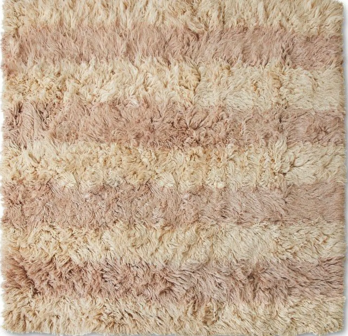 New HKLIVING Fluffy Square Vloerkleed Natural, Roze
