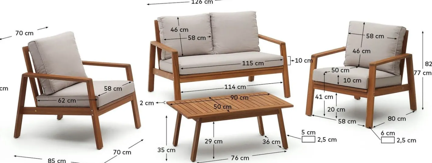 Discount Kave Home Frares Loungeset Grijs, Bruin