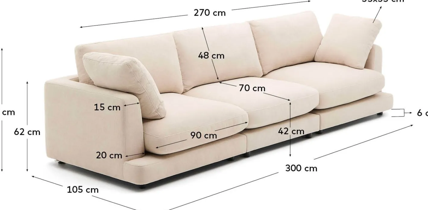 Kave Home Gala 4-Zitsbank Beige