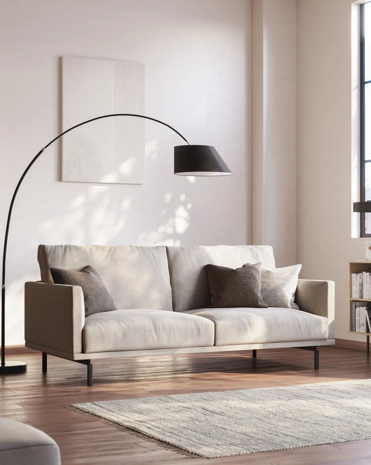 Online Kave Home Galene 2-Zitsbank Beige, Grijs