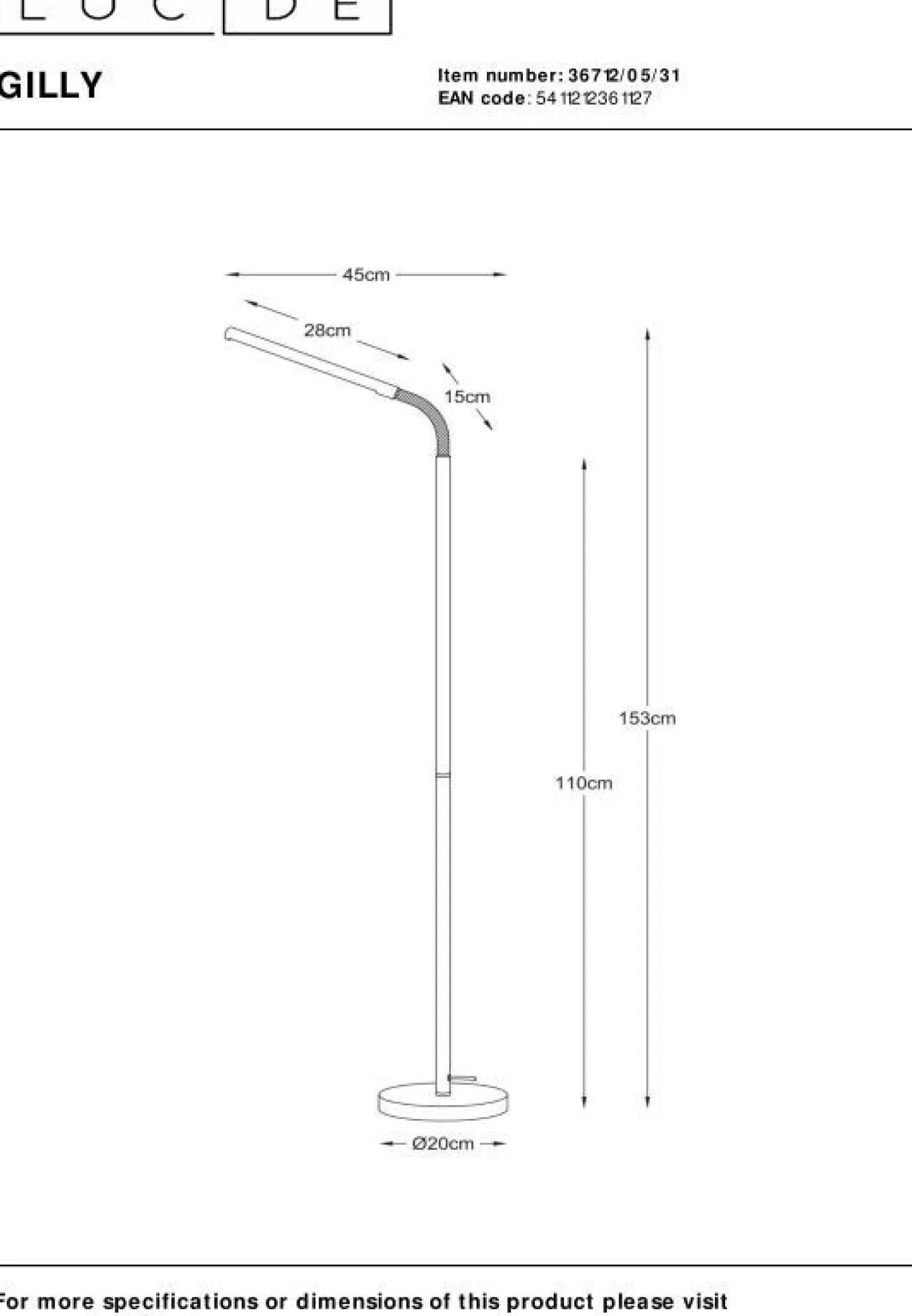 Sale Lucide Gilly Vloerlamp Wit