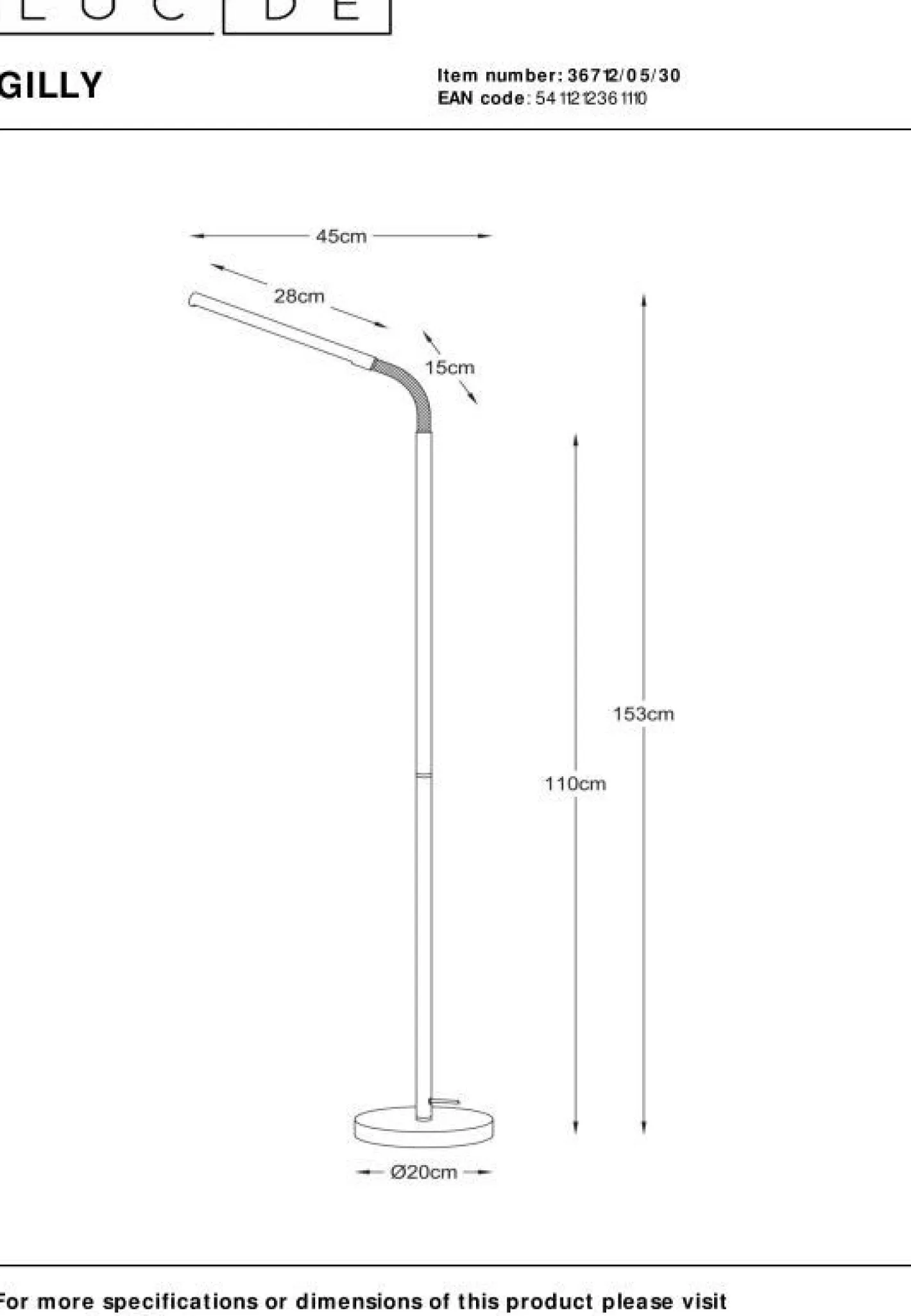Lucide Gilly Vloerlamp Zwart