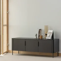 Best WOOOD Gunnar 3-deurs Tv-meubel Matzwart