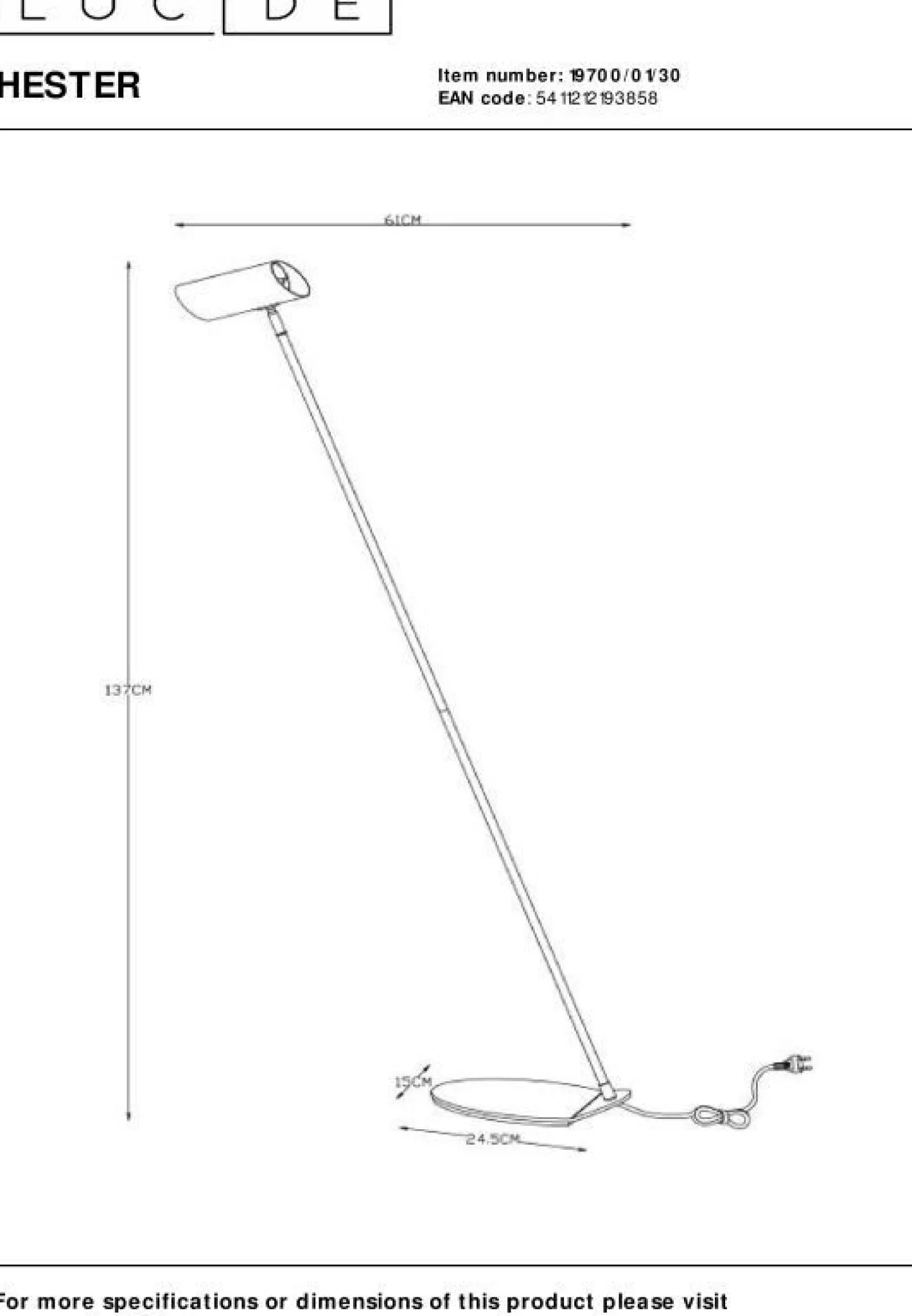 Discount Lucide Hester Vloerlamp Antraciet