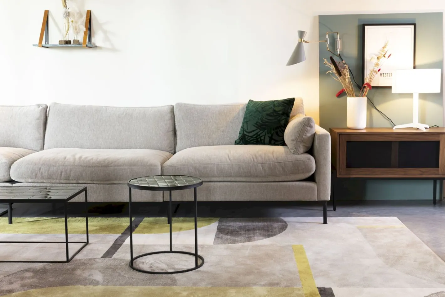 Sale Zuiver Hilton Yellow Vloerkleed Grey/Yellow