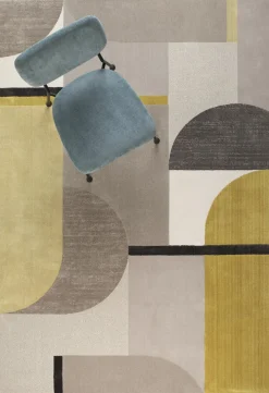 Sale Zuiver Hilton Yellow Vloerkleed Grey/Yellow