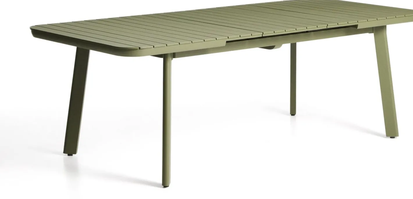 New Kave Home Izola Uitschuifbare Tuintafel Groen