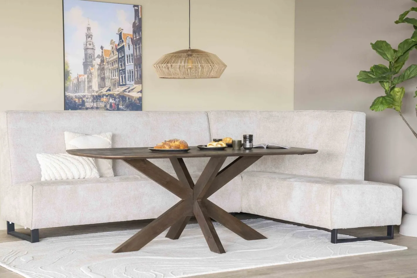 Discount Sevn Jelle Eetkamerbank Cognac