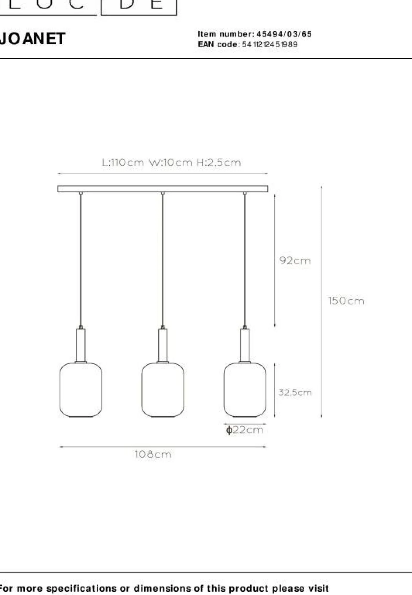Online Lucide Joanet Hanglamp Goud