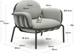 New Kave Home Joncols Outdoor Fauteuil Grijs