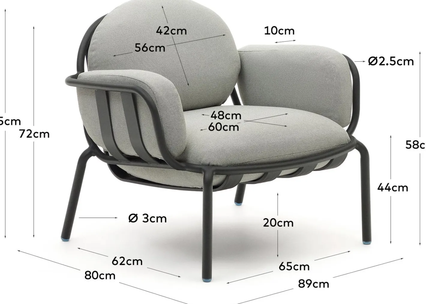 New Kave Home Joncols Outdoor Fauteuil Grijs