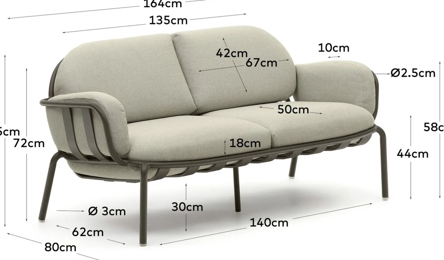 Best Kave Home Joncols 2-Zits Tuinbank Groen, Beige