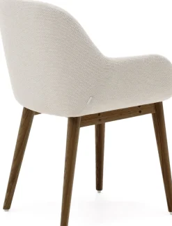 Clearance Kave Home Konna Essenhout Eetkamerstoel Creme, Donkerbruin