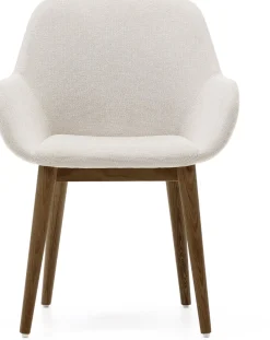 Clearance Kave Home Konna Essenhout Eetkamerstoel Creme, Donkerbruin
