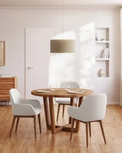 Clearance Kave Home Konna Essenhout Eetkamerstoel Creme, Donkerbruin