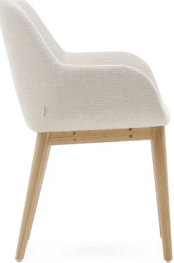 Online Kave Home Konna Essenhout Eetkamerstoel Creme, Naturel