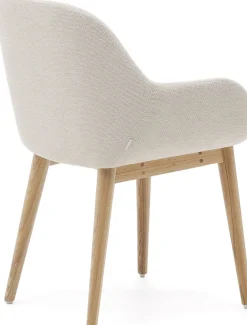 Online Kave Home Konna Essenhout Eetkamerstoel Creme, Naturel