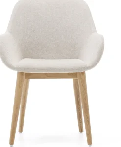 Online Kave Home Konna Essenhout Eetkamerstoel Creme, Naturel