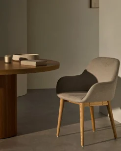 Online Kave Home Konna Essenhout Eetkamerstoel Creme, Naturel