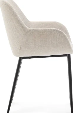 Online Kave Home Konna Staal Eetkamerstoel Creme, Zwart