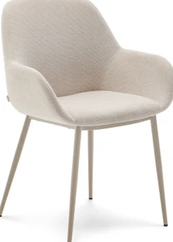 Discount Kave Home Konna Staal Eetkamerstoel Beige