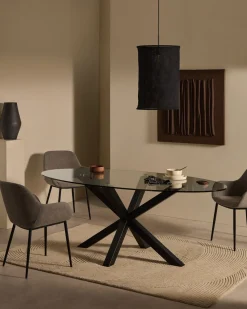 Discount Kave Home Konna Staal Eetkamerstoel Grijs, Zwart