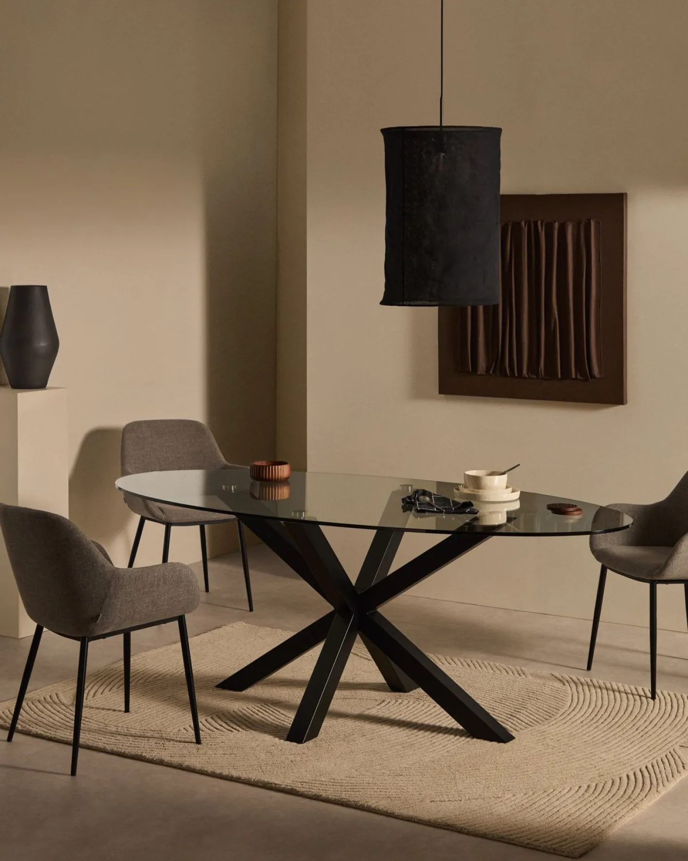Discount Kave Home Konna Staal Eetkamerstoel Grijs, Zwart