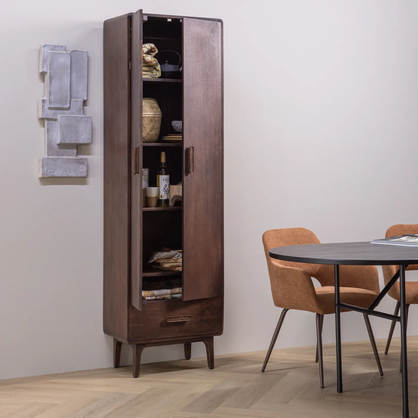 Clearance WOOOD Liya Hoge Opbergkast Donkerbruin