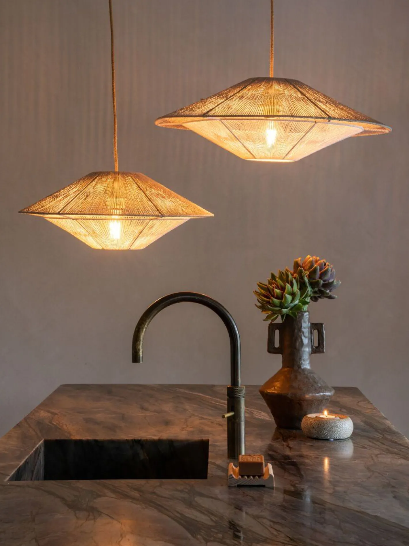 Outlet Good&Mojo Lumbini S Hanglamp Light Grey, White