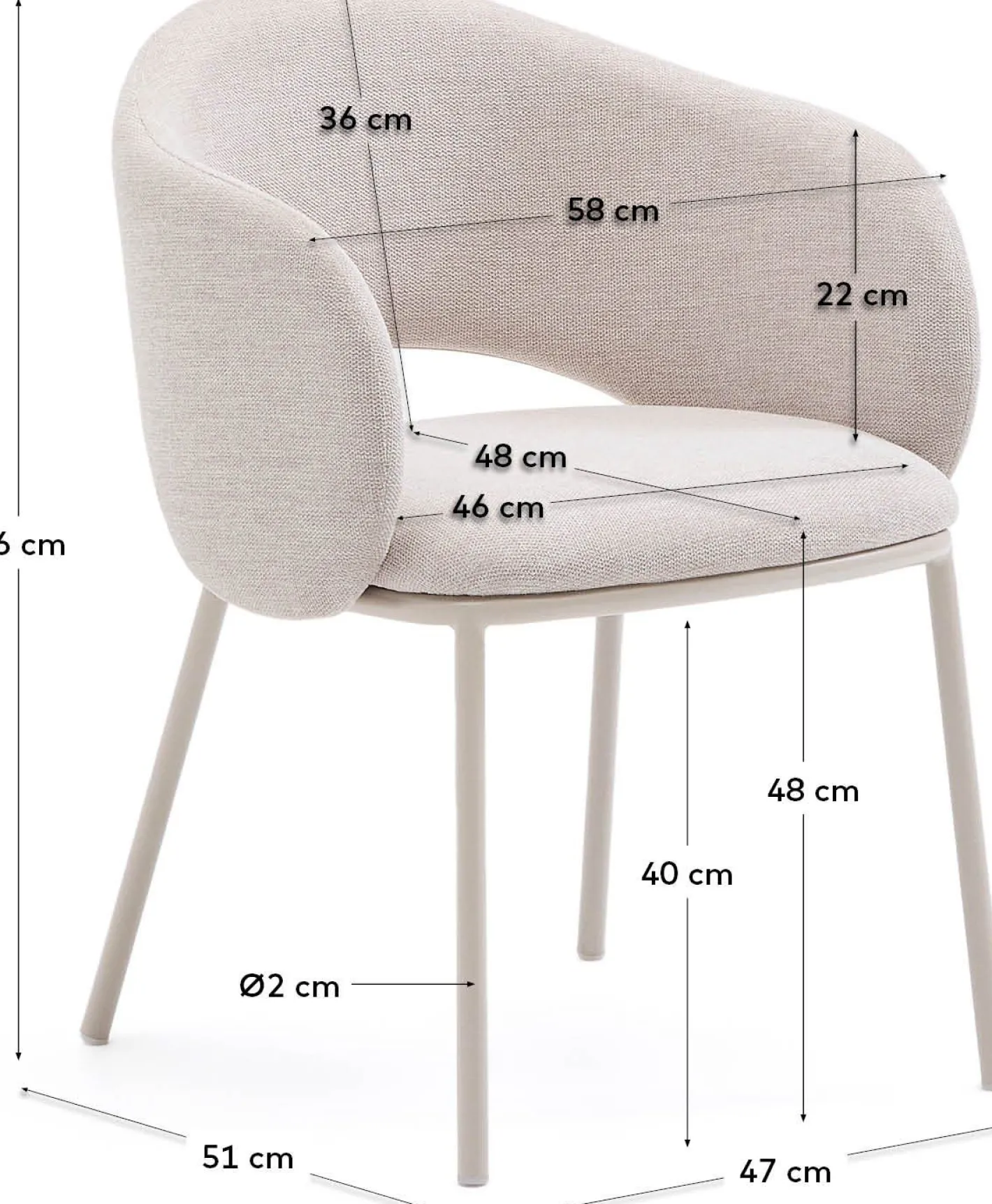 Best Kave Home Maina Eetkamerstoel Beige