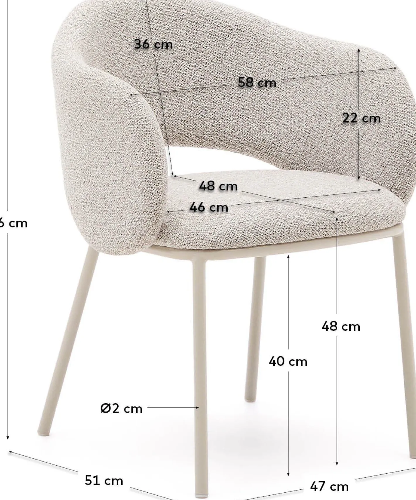 Hot Kave Home Maina Eetkamerstoel Creme