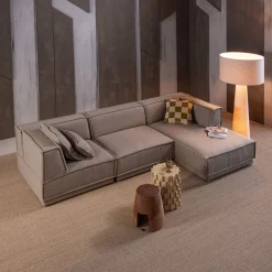 Outlet WOOOD Manu Grove Chenille Hoekbank Naturel