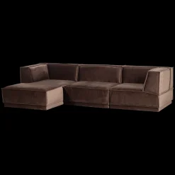 New WOOOD Manu Velvet Hoekbank Bruin