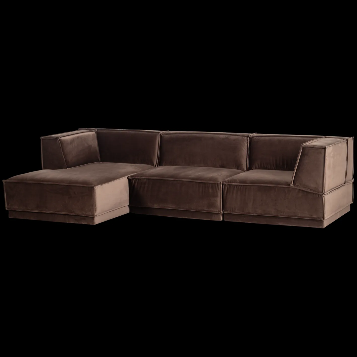 New WOOOD Manu Velvet Hoekbank Bruin